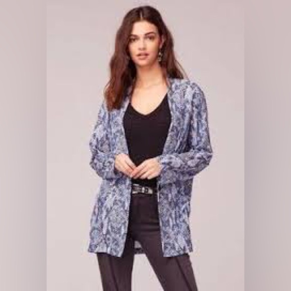 Band of Gypsies Blue Snake Print Unstructured Blazer L
